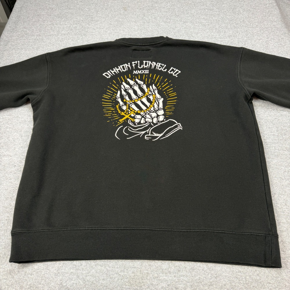 Dixxon Flannel Co Mens 2X Black Praying Skeleton Hands FleeceCrewneck Sweatshirt - Picture 15 of 16
